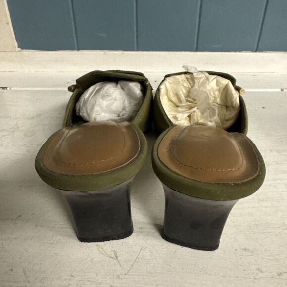 Women's Sz 8 Vintage LifeStride Lucinda‎ Olive Green Suede Leather Mules Heels L - Picture 5 of 8